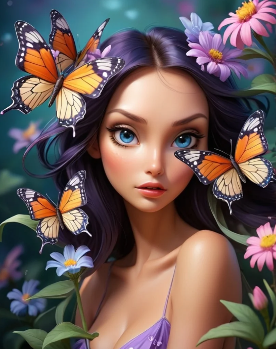 Diamond Painting Girl Butterflies*