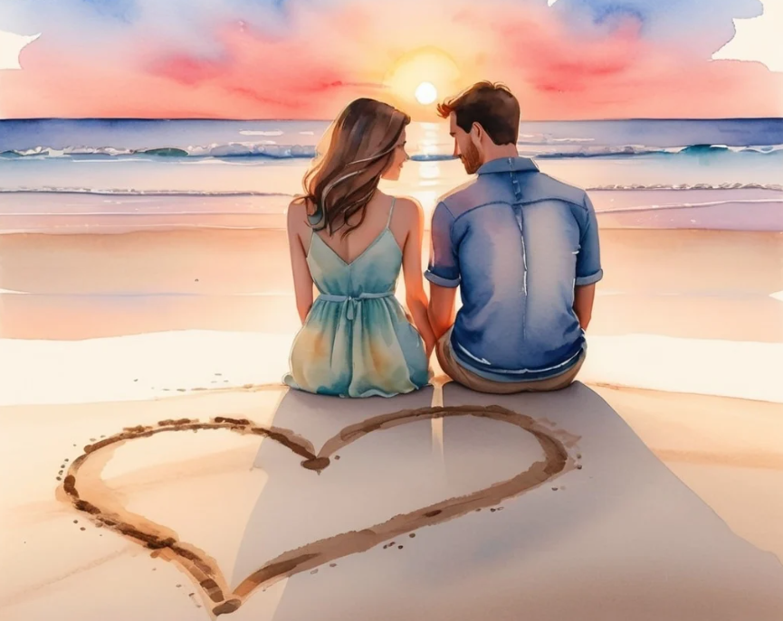 Diamond Painting Lovers On Beach*