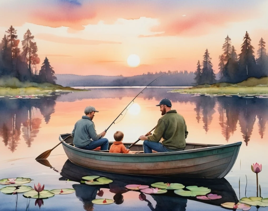 Diamond Painting Sunset Fishing*