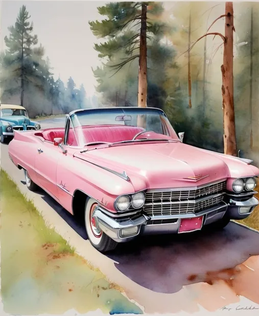 Diamond Painting Pink Classic Car*