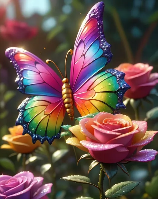 Diamond Painting Rainbow Butetrfly*