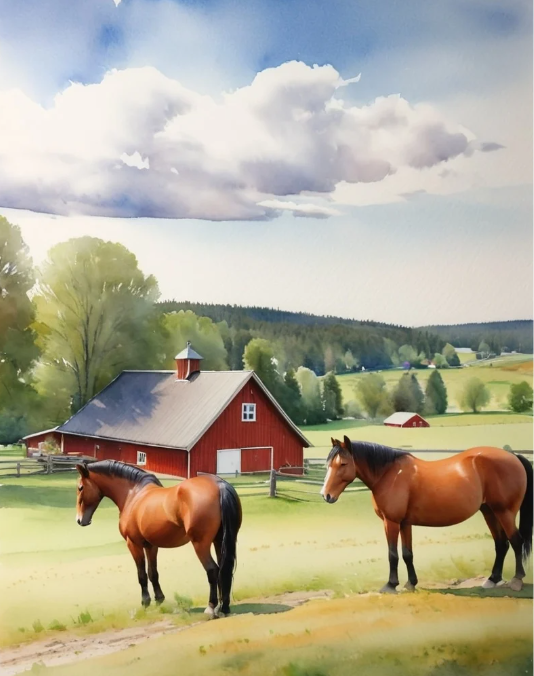 Diamond Painting Hästar På bete*