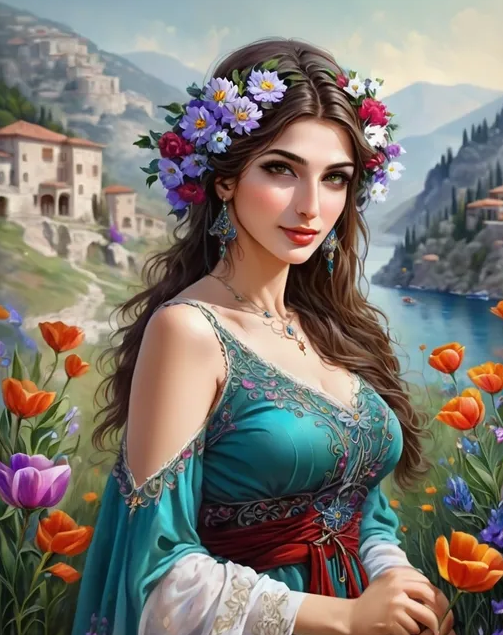 Diamond Painting Beautiful Woman Flowers*