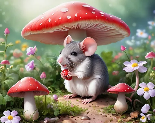 Diamond Painting Mouse And Mushrooms*