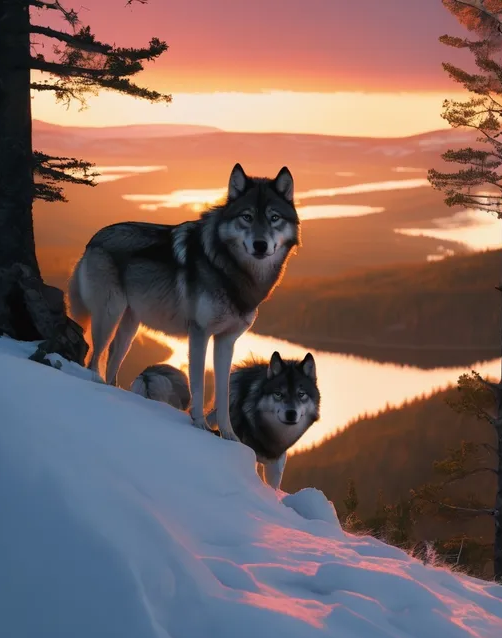 Diamond Painting Wolf Sunset*