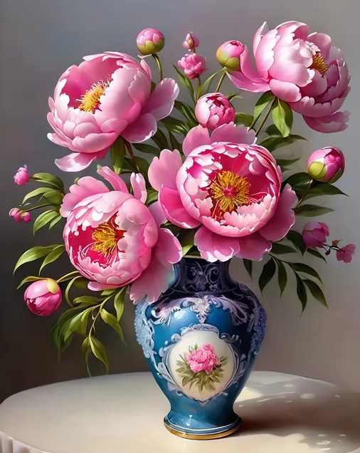 Diamond Painting Pionbukett I Vas*
