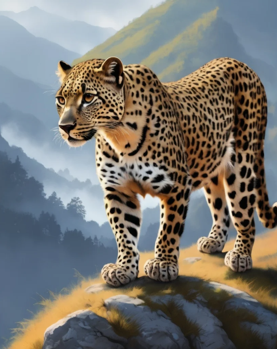 Diamond Painting Leopard Bergslandskap*