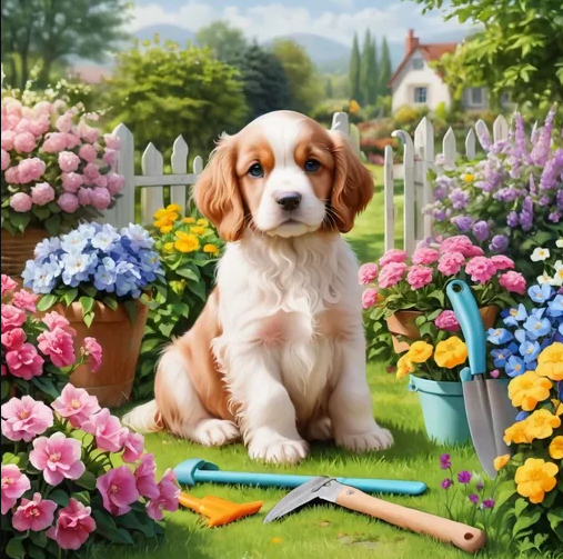 Diamond Painting Garden Dog*