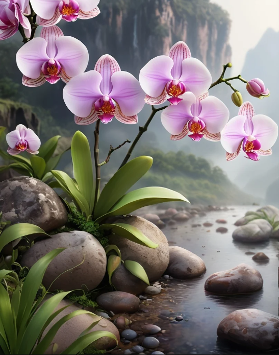 Diamond Painting Orchids And Stones*