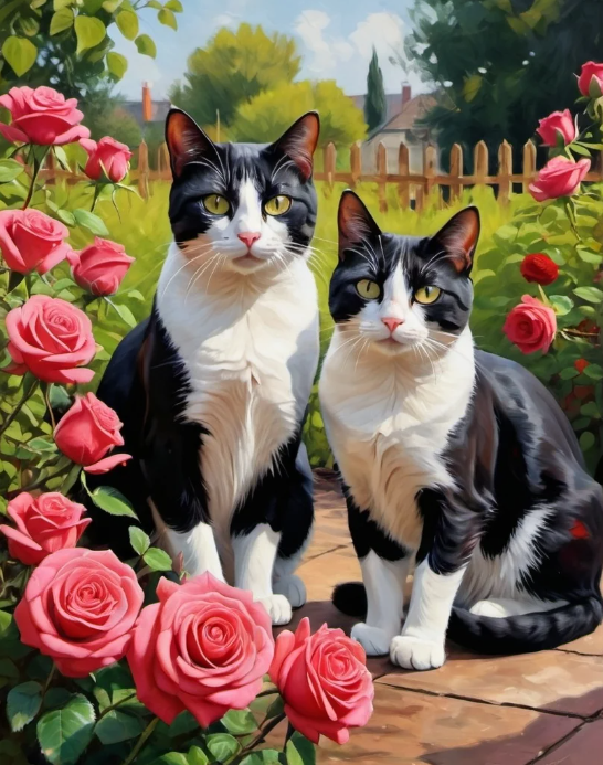 Diamond Painting Cats And Roses*