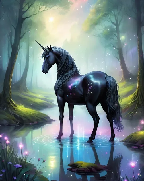 Diamond Painting Black Unicorn*