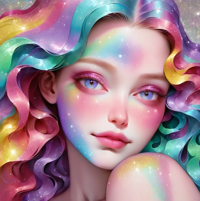 Diamond Painting Rainbow Shimmery Girl*