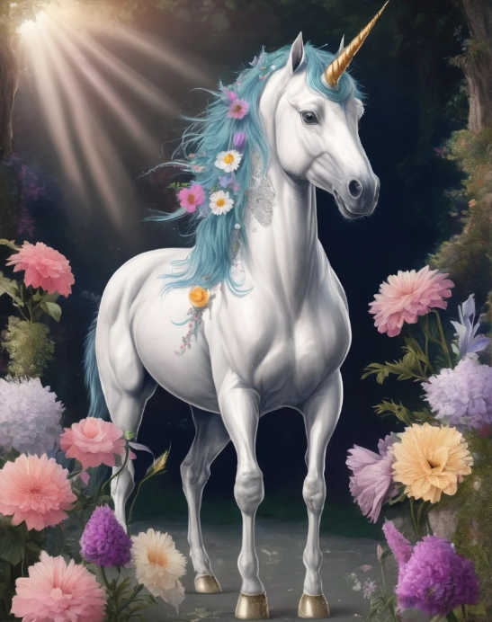 Diamond Painting Unicorn Flowers