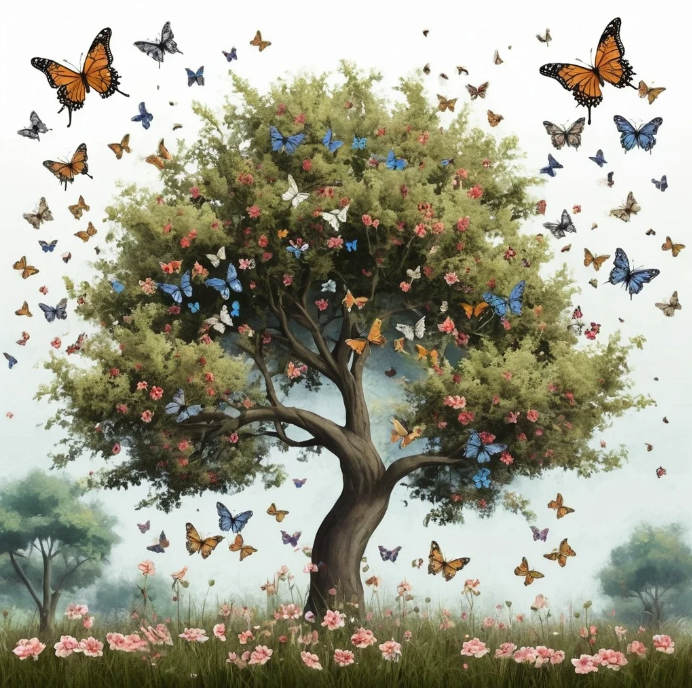 Diamond Painting Butterfly Tree