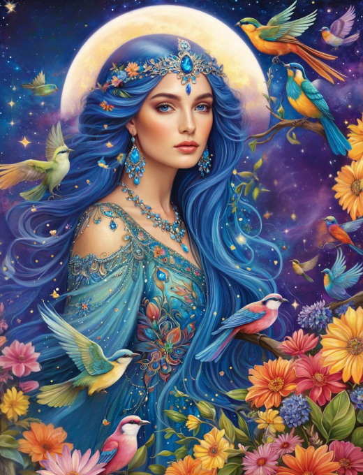 Diamond Painting Woman Moonlight
