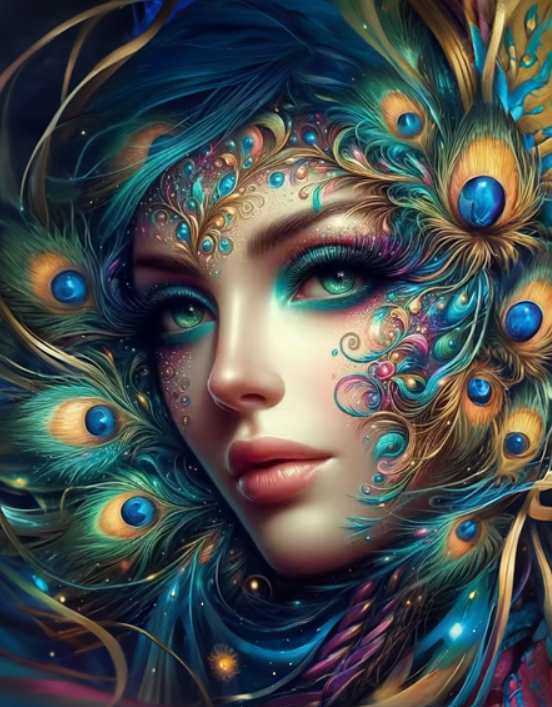 Diamond Painting Woman Peacock