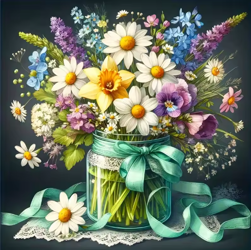 Diamond Painting Sommarbukett I Glasvas