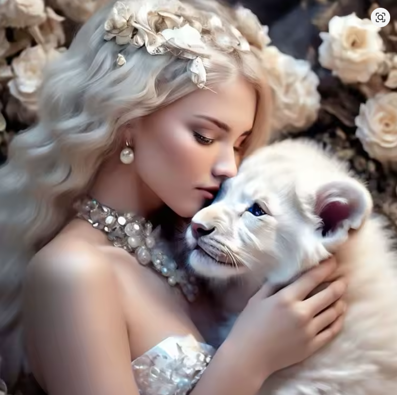 Diamond Painting Girl And Lion