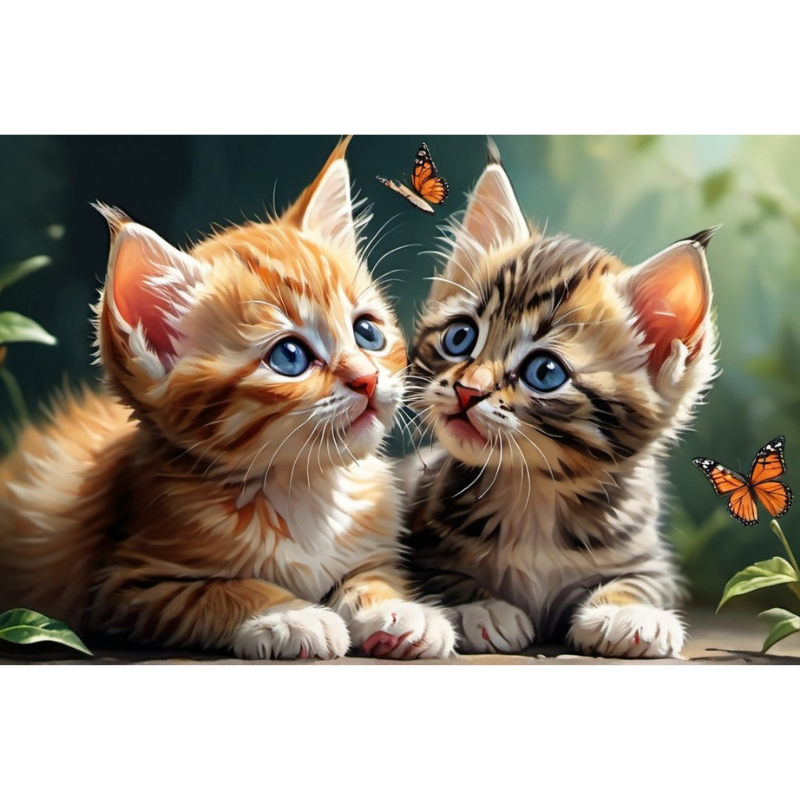 Diamond Painting Kittens And Butterflies