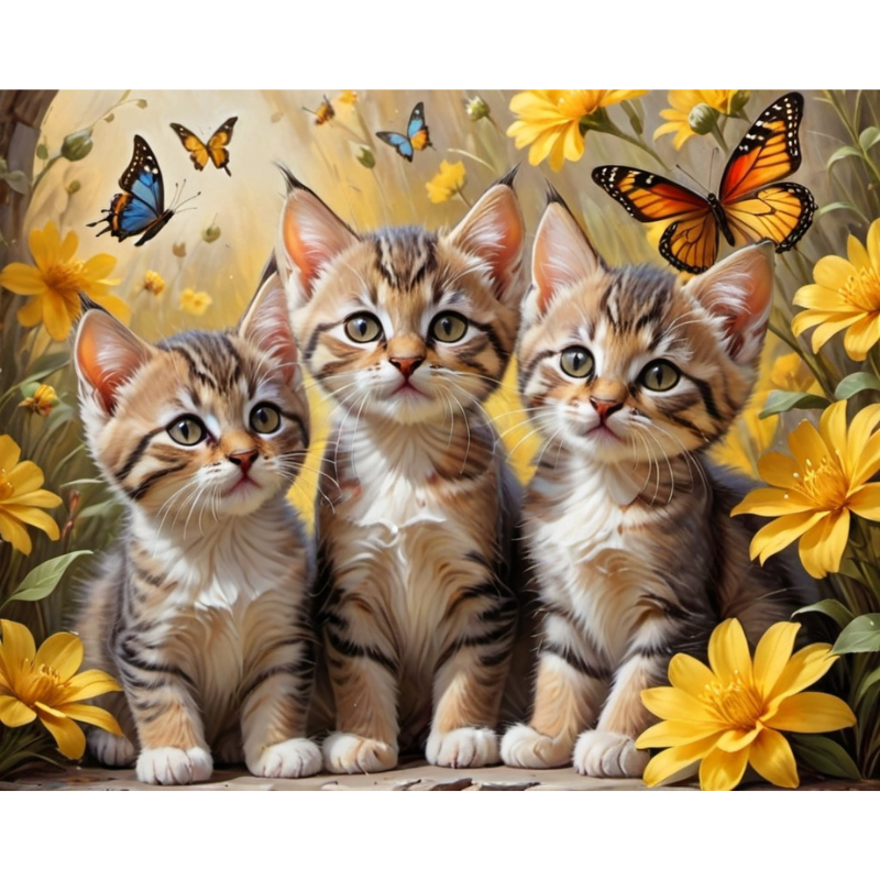 Diamond Painting Kittens And Butterflies