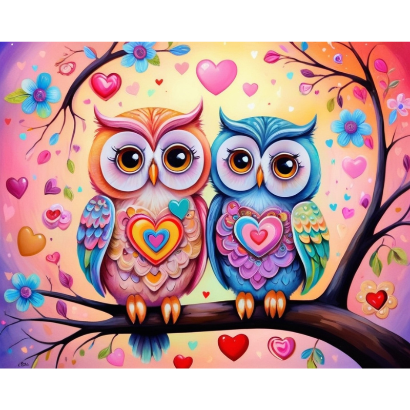 Diamond Painting Owl Love