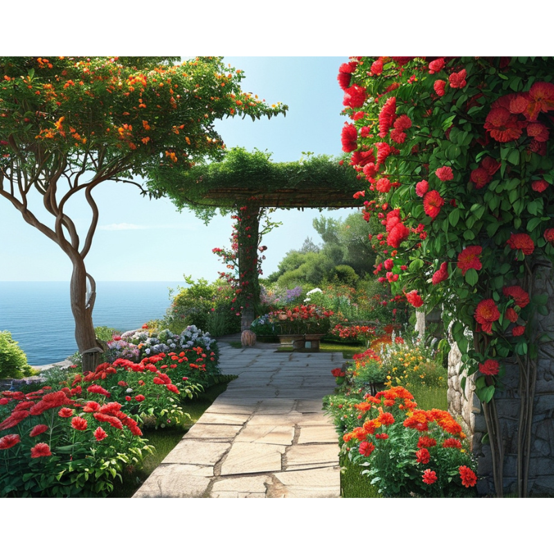 Diamond Painting Garden With Ocean View