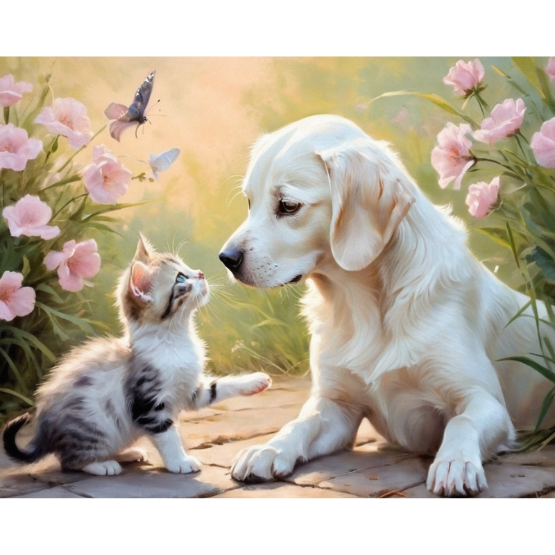 Diamond Painting Dog And Kitten