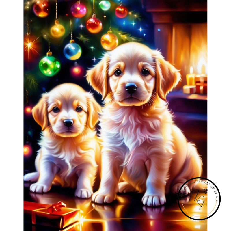 Diamond Painting Puppies Christmas