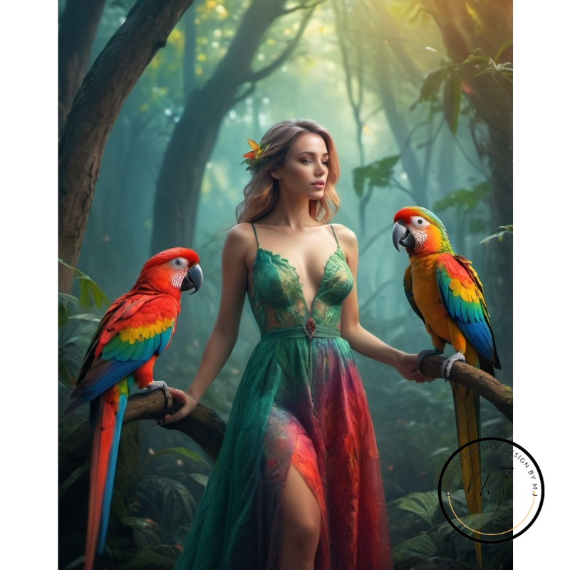 Diamond Painting Woman With Parrots