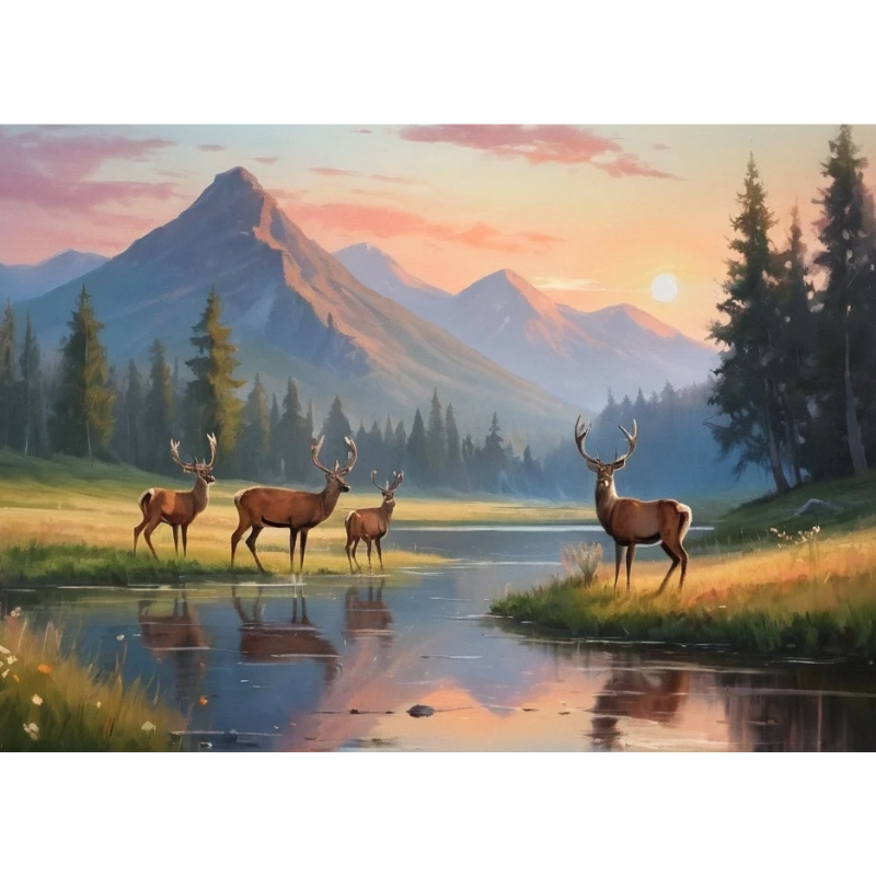 Diamond Painting Deers Mountain River*