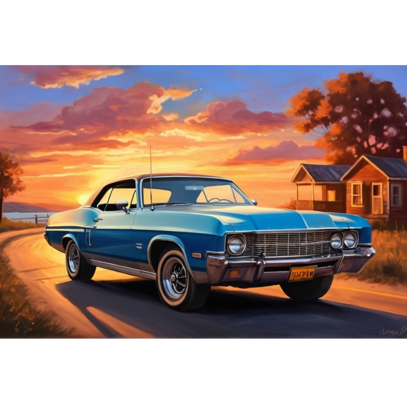 Diamond Painting American Car Sunset*