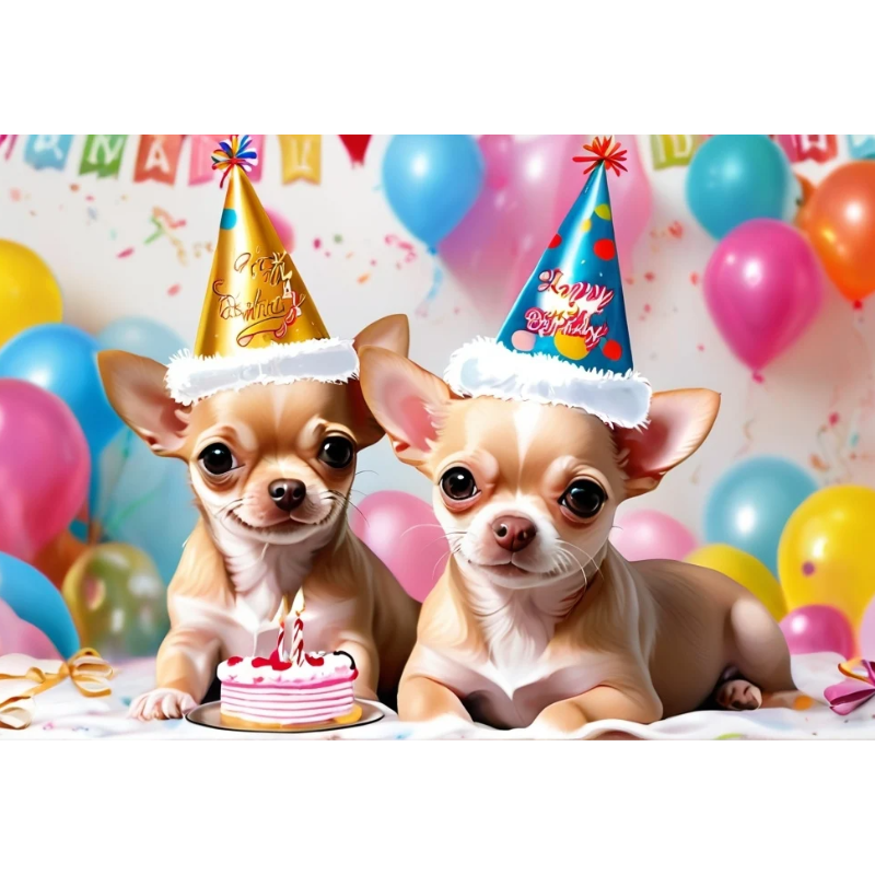 Diamond Painting Chihuahua Birthday Party*