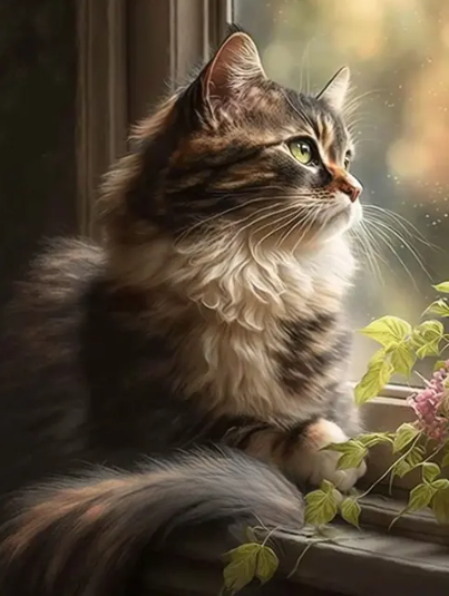 Diamond Painting Cat Daydreaming*