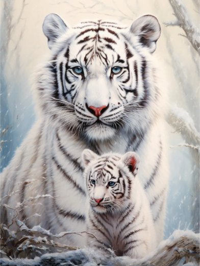 Diamond Painting Vita Tigrar*