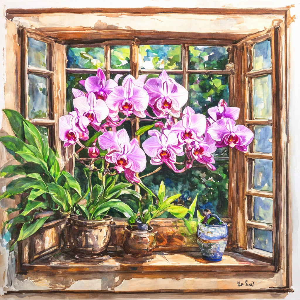 Diamond Painting Fönster Orchide