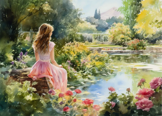 Diamond Painting Flicka Vid Damm*