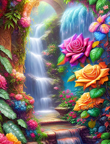 Diamond Painting Flower Waterfall*