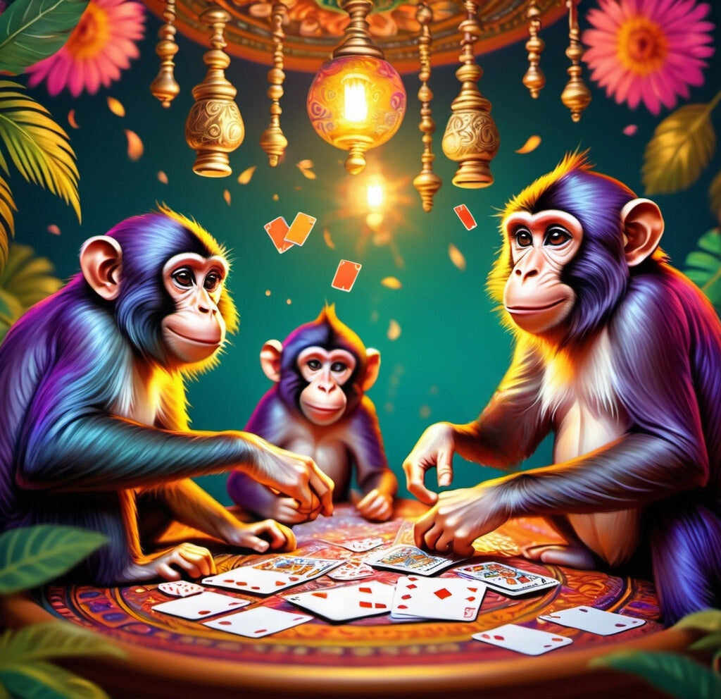 Diamond Painting Monkey Play Cards