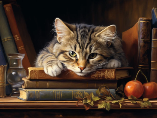 Diamond Painting Cat Books*