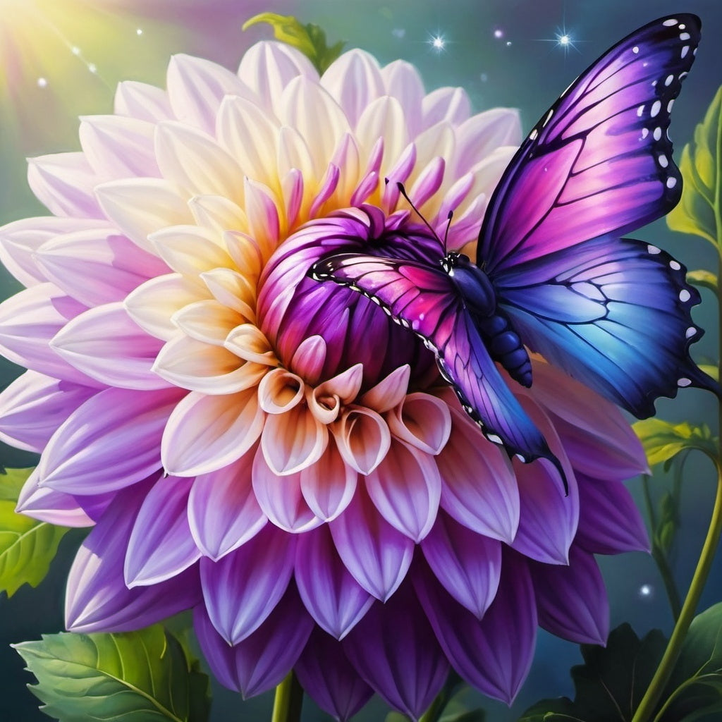 Diamond Painting Butterfly And Dahlia