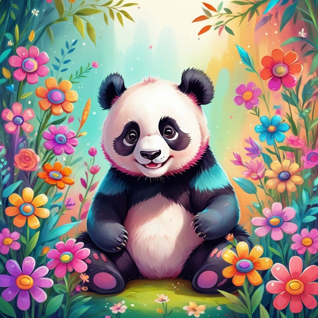 Diamond Painting Panda Flowers