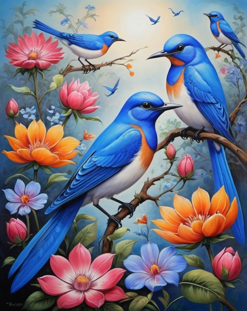 Diamond Painting Blue Birds