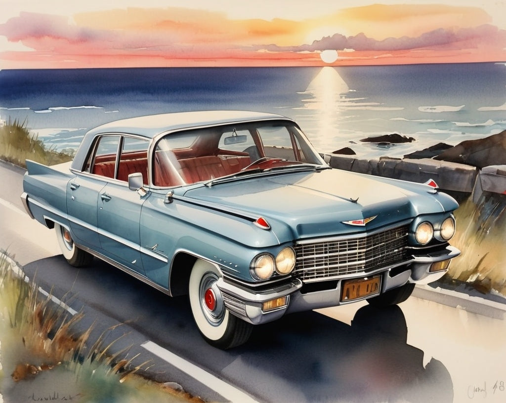 Diamond Painting Classic Car Sunset*