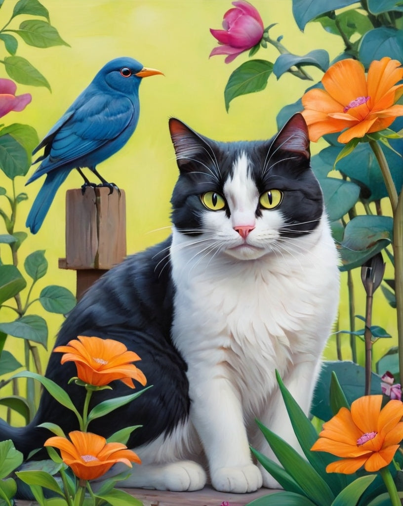 Diamond Painting Cat And Bird