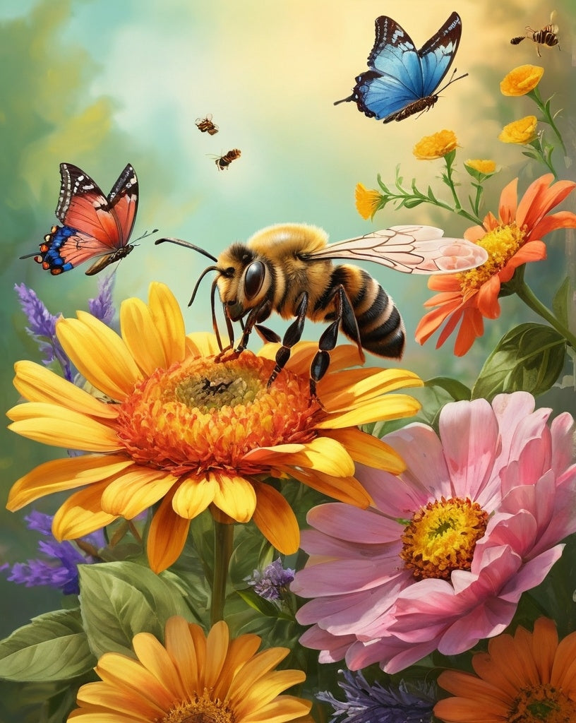 Diamond Painting Bee And Butterflies