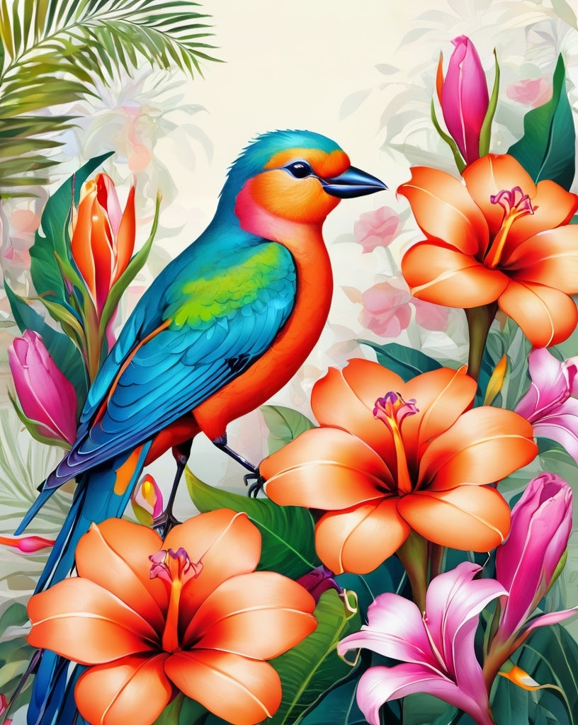 Diamond Painting Bird Exotic Flowers*