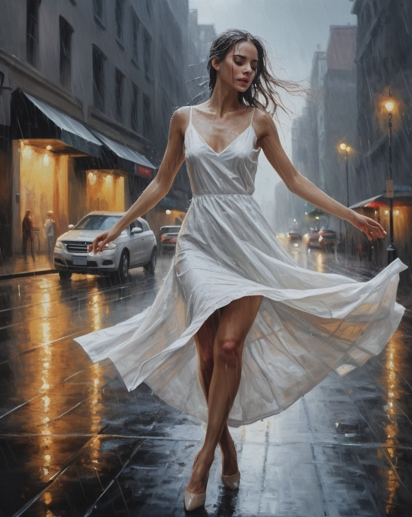 Diamond Painting Woman Rainy Street*