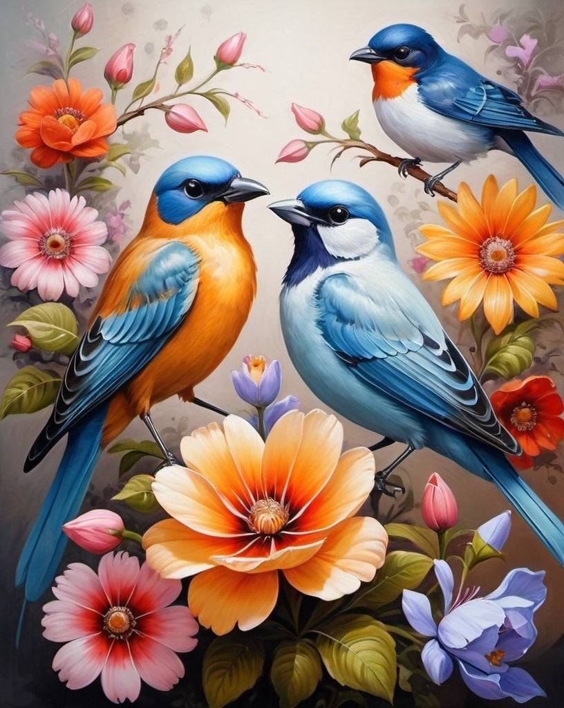 Diamond Painting Birds And Flowers