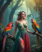 Ladda upp bild till gallerivisning, Diamond Painting Woman With Parrots
