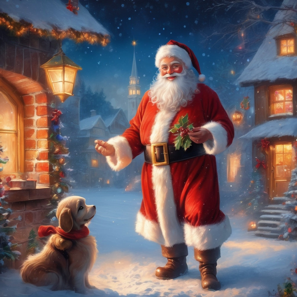 Diamond Painting Santa With Dog